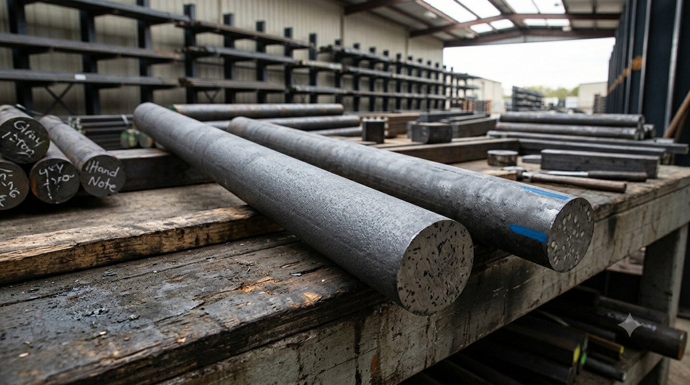 Machined cast iron bar samples on the shop floor