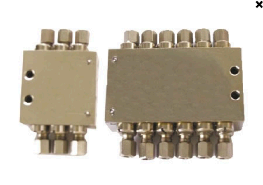 Compact metering block with hex fittings