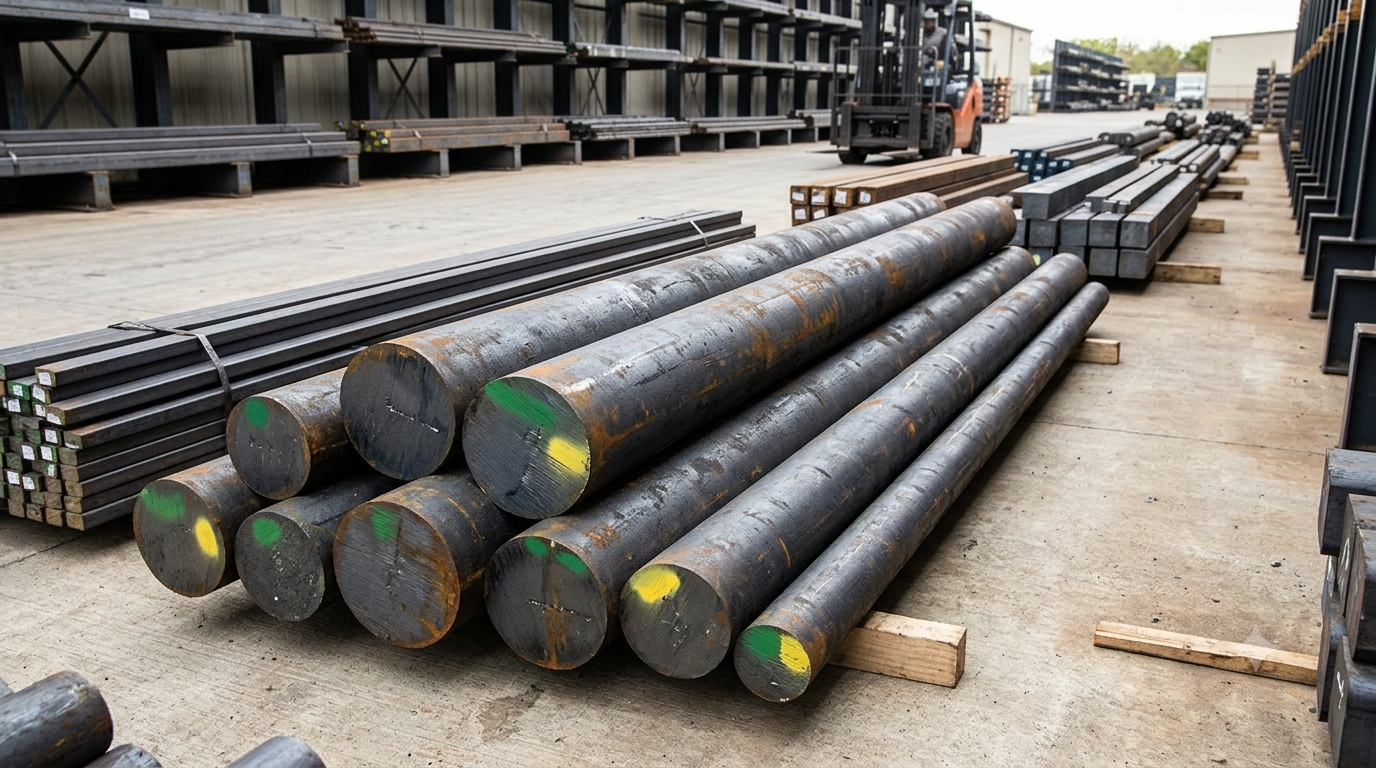 Round cast iron bar stock in the yard