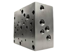 Hydraulic manifold block with milled faces and threaded port openings
