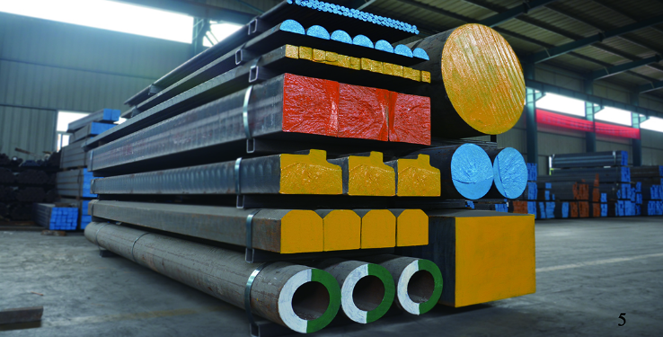 Continuous cast iron bar in mixed profiles with colour-coded ends