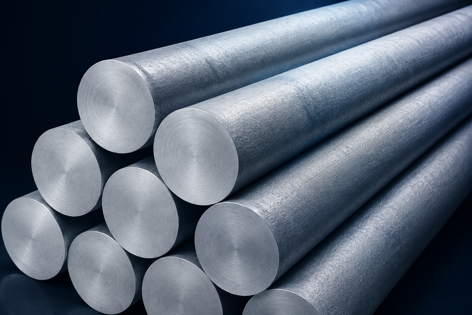 Aluminium extrusion billets as cast and bundled for shipment