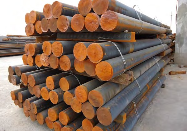 Bundles of QT500-7 continuous cast ductile iron bar stored in the bar yard