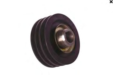 Machined cast iron pulley hub for a belt drive